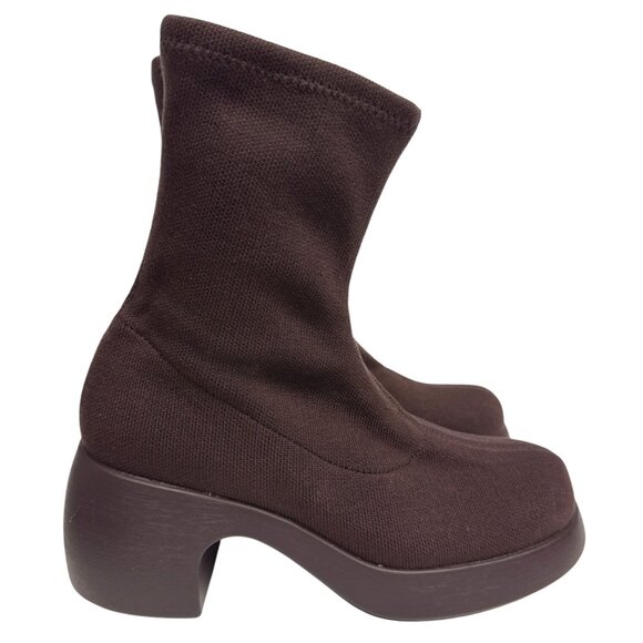 Camper Thelma Women's Boots Ankle Brown Tencel Mid Block Heel Size EU 37 US 6.5 - Picture 1 of 11